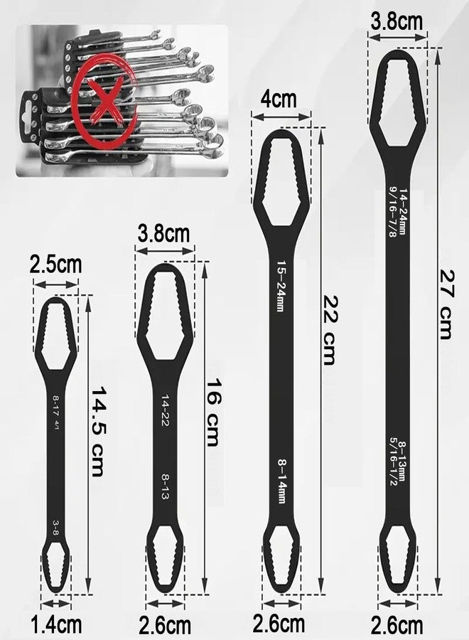 MEZON Universal Multifunctional Double-Ended Torx Wrench Hexagonal Double-Ended Wrench Adjustable Multifunction Bicycle Motorcycle Car Repair Tool (4 PCs Set) - Image 2